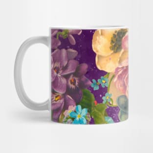 Vintage floral garden, shabby chic, vintage botanical, flowers illustration, purple vintage floral pattern Mug